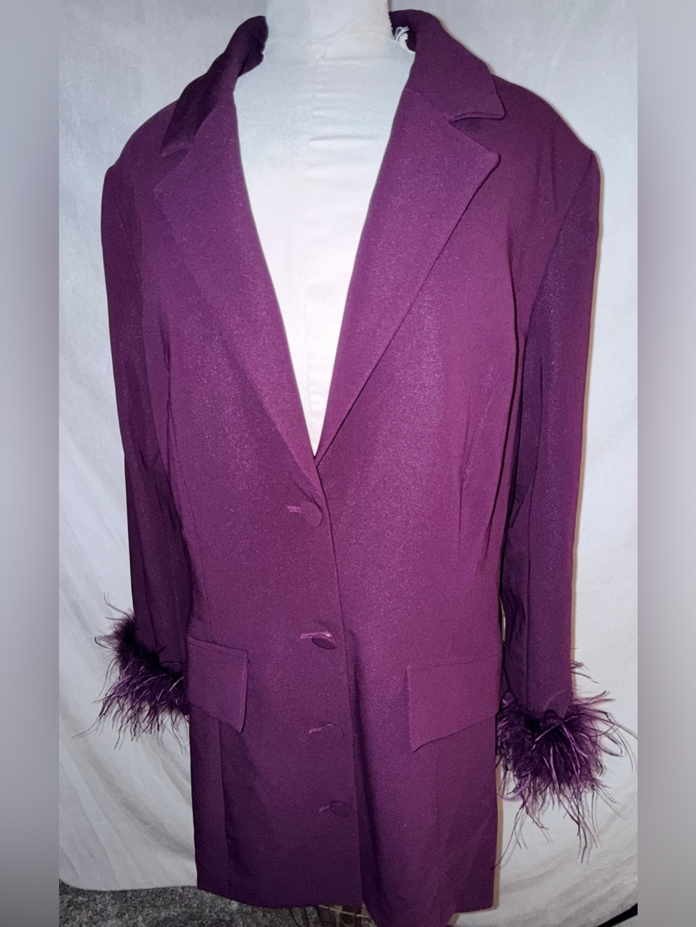 Fashion Nova Nova Luxe Mirage Plum Feather Blazer Mini Dress Size 2X NWT
